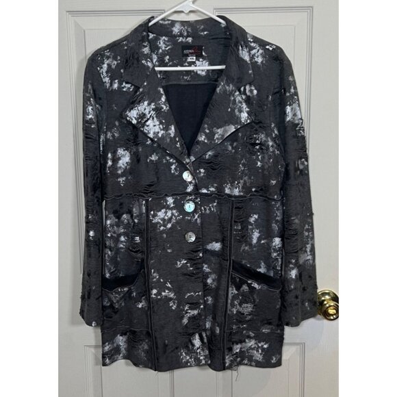 Andria Lieu XXL Jacket Distressed Chic Grunge Black & Gray Rocker Vibes - Picture 2 of 10